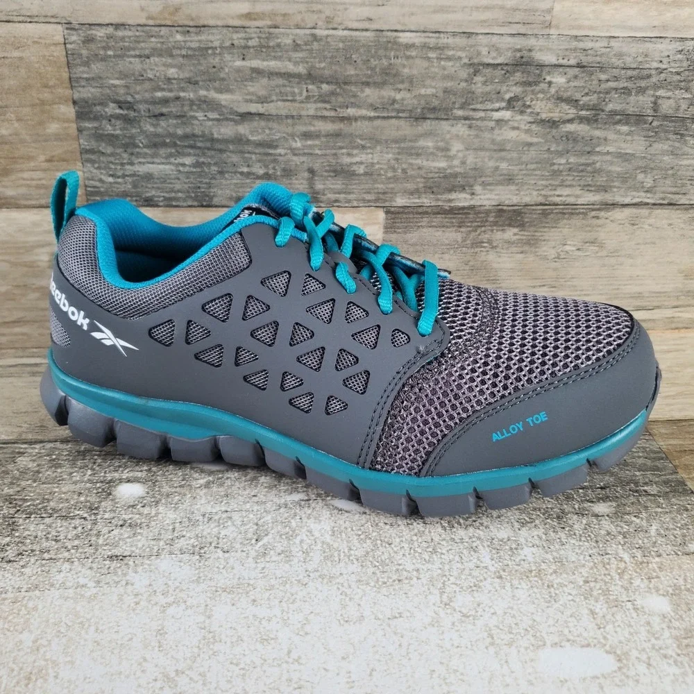 Reebok Work Sublite Cushion Womens Work Shoes Sz 9 W Gray Mesh Oxford Alloy Toe